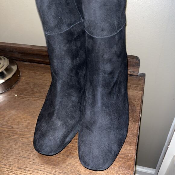 New WHBM White House Black Market Jaz Black Suede Over the Knee Boots Tall Sz 9 - Picture 6 of 13